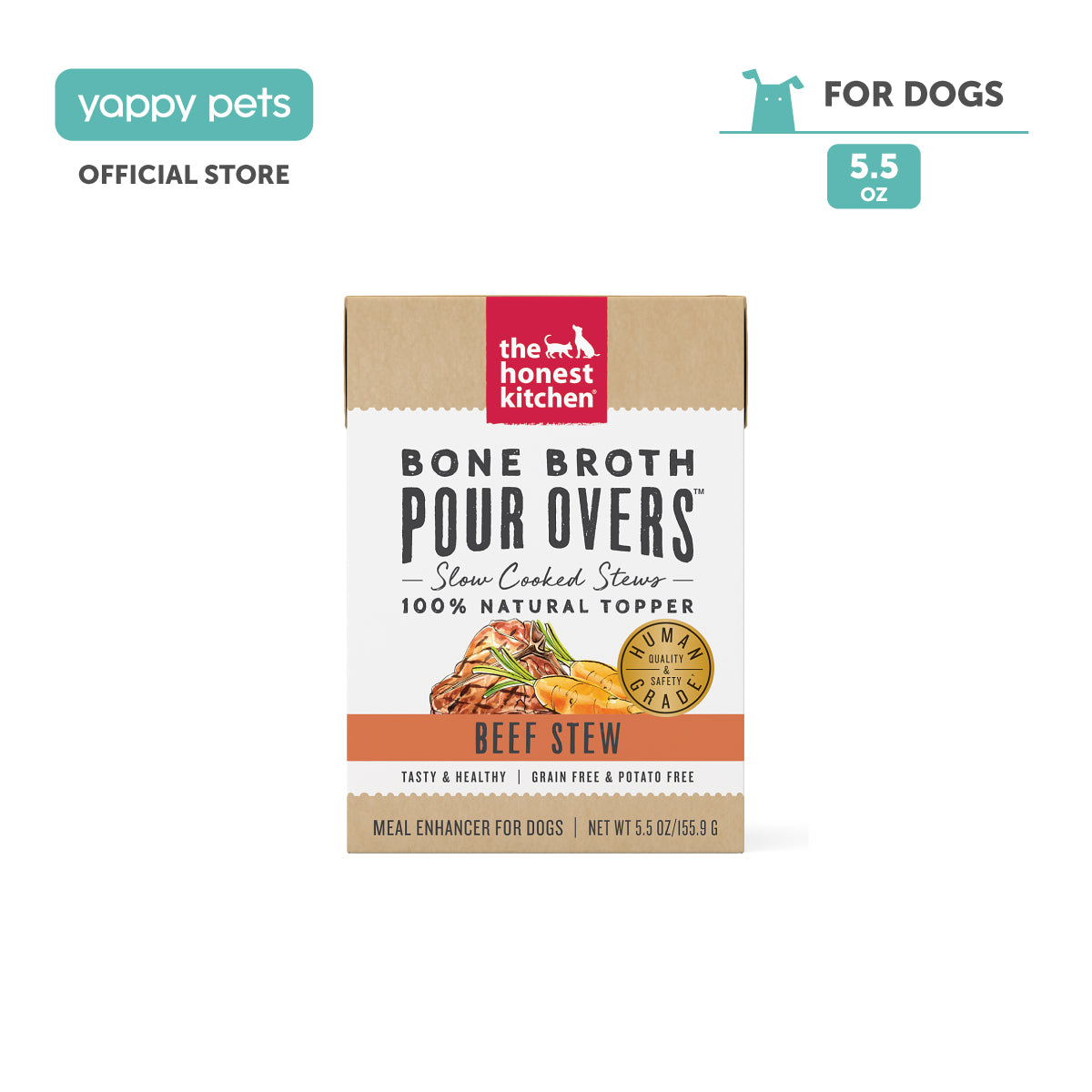 The Honest Kitchen Bone Broth Pour Overs Dog Food Toppers Beef Stew 5.5oz