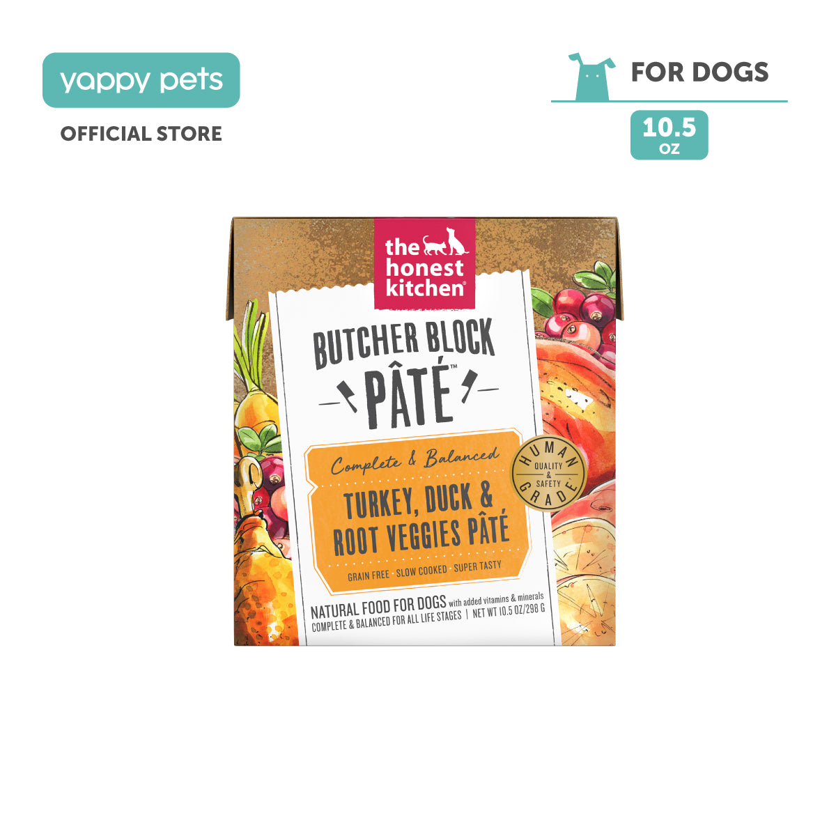 The Honest Kitchen Butcher Block Pate Wet Dog Food Turkey, Duck & Root Veggies 10.05oz