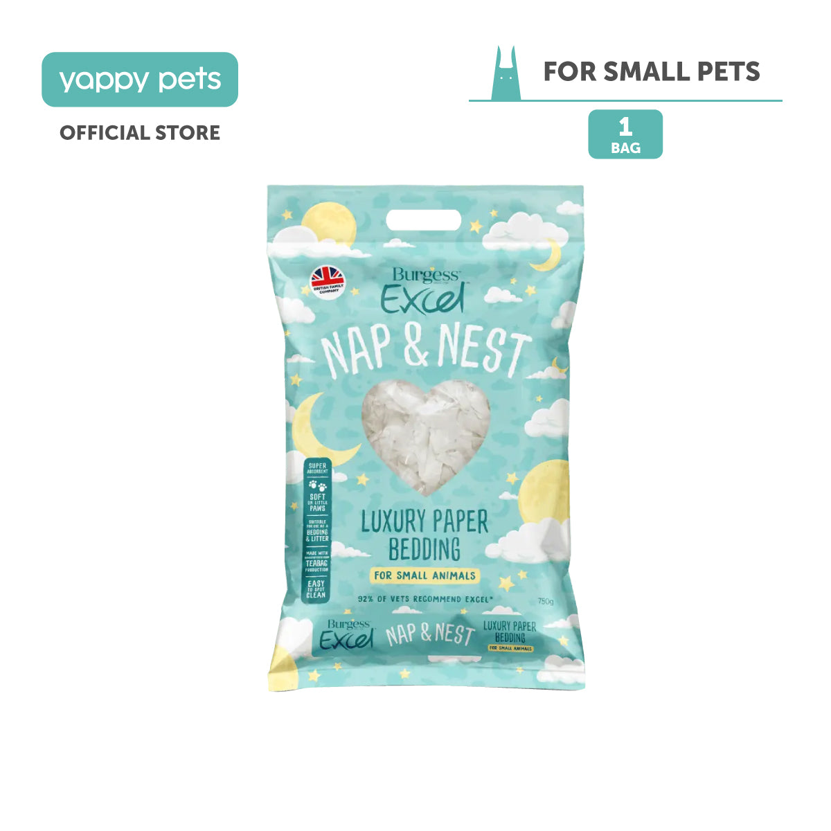Burgess Excel Nap & Nest Luxury Paper Bedding for Small Animals 750g