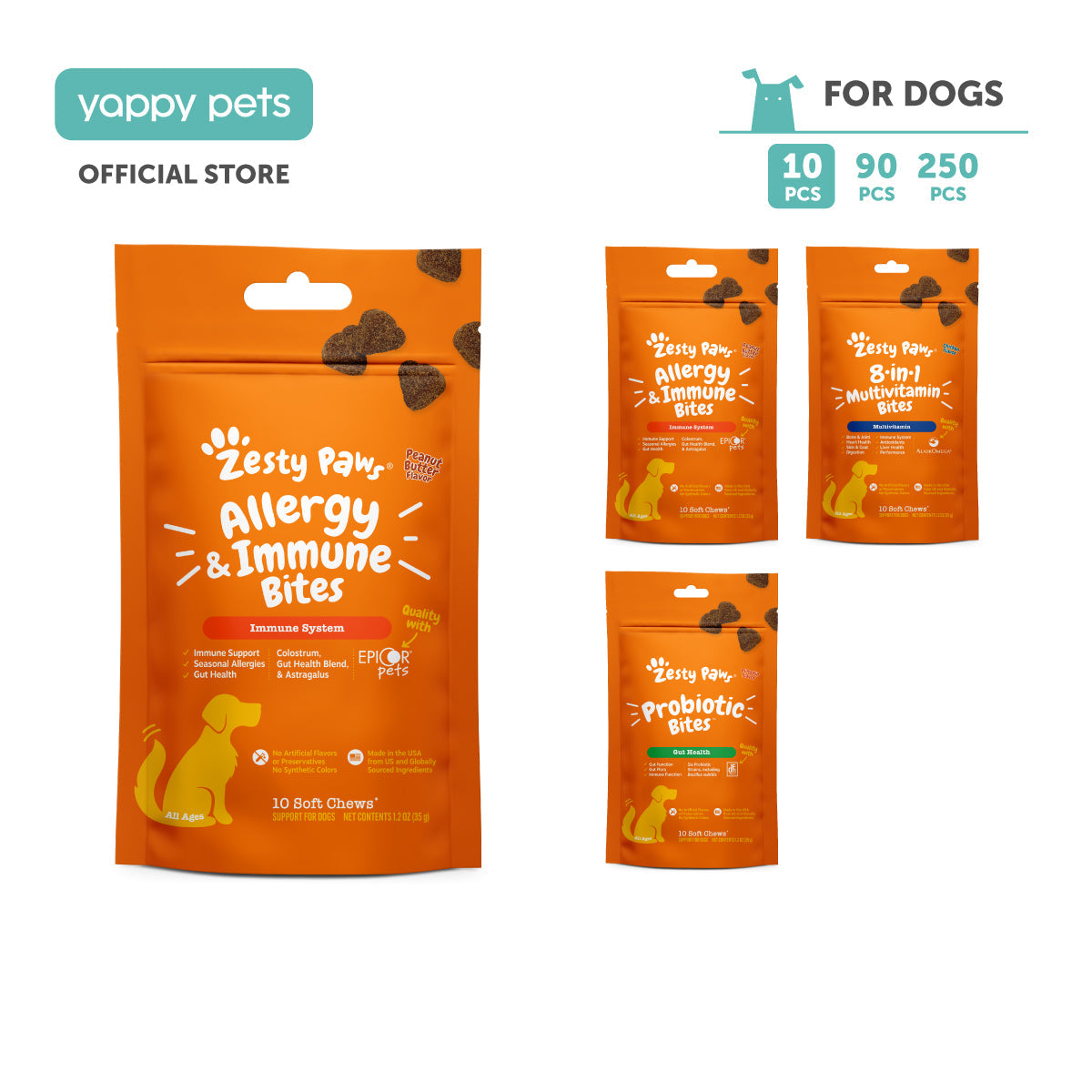 Zesty Paws Probiotic Bites Dog Supplement Trial Pack 10 Chews