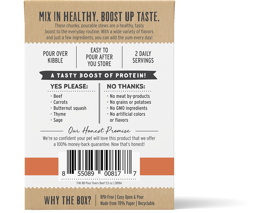The Honest Kitchen Bone Broth Pour Overs Dog Food Toppers Beef Stew 5.5oz