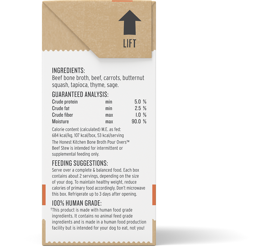 The Honest Kitchen Bone Broth Pour Overs Dog Food Toppers Beef Stew 5.5oz