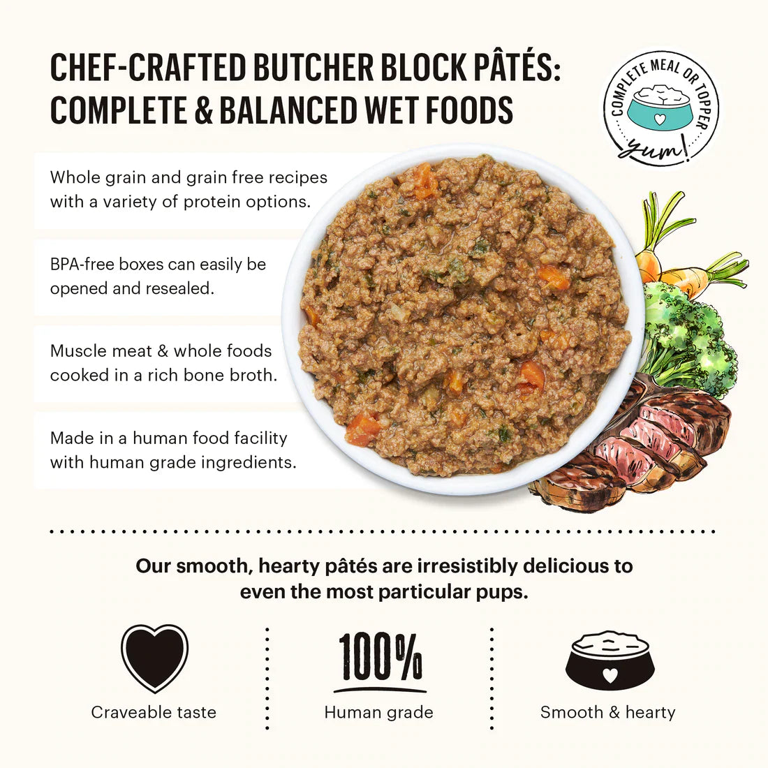 The Honest Kitchen Butcher Block Pate Wet Dog Food Turkey, Duck & Root Veggies 10.05oz