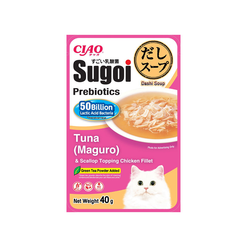 Ciao Sugoi Dashi Soup Pouch Chicken Fillet Plus Prebiotics Cat Treats 40g
