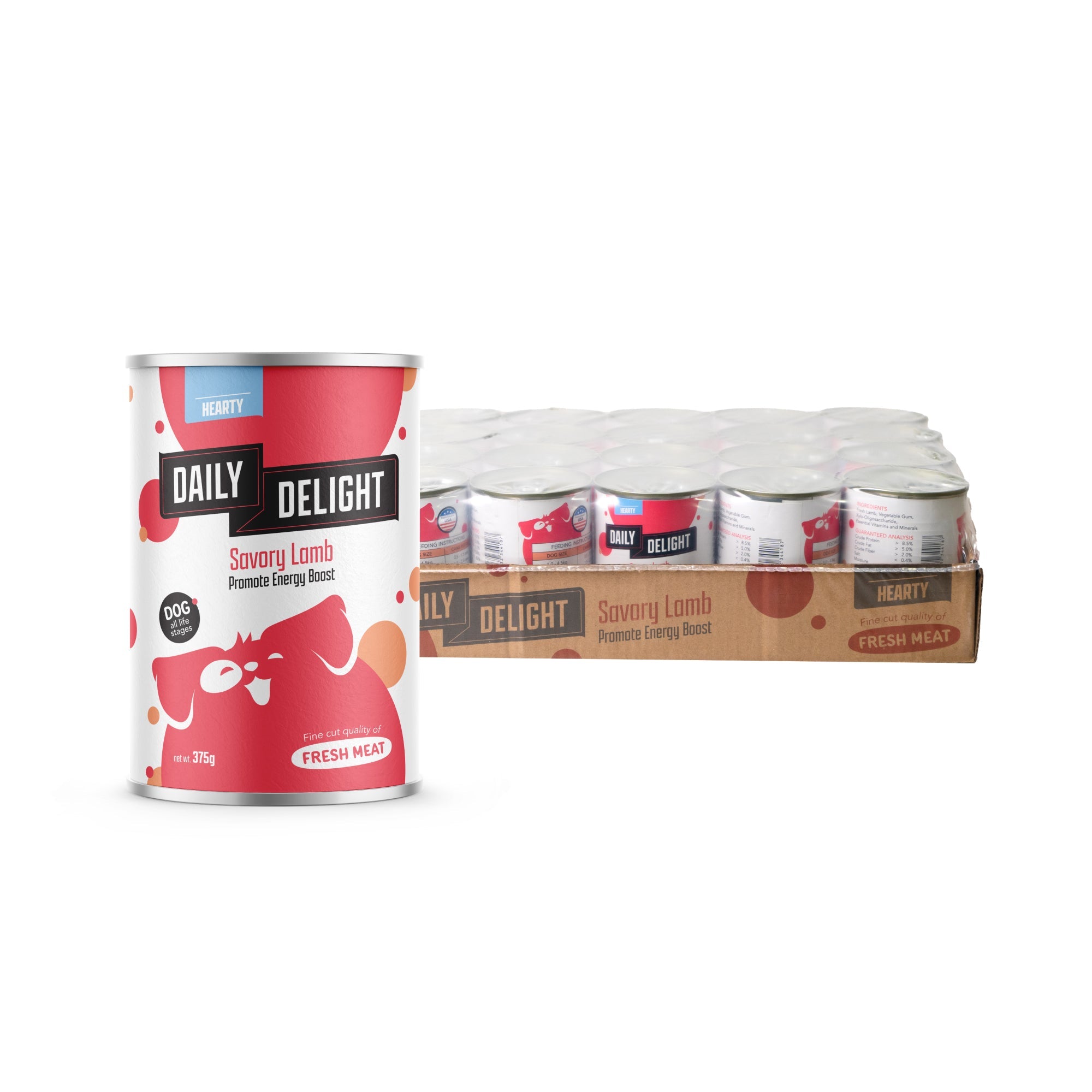 Daily Delight Hearty Savory Lamb Dog Wet Food 375g Carton Deal Promotes Energy Boost for Dogs