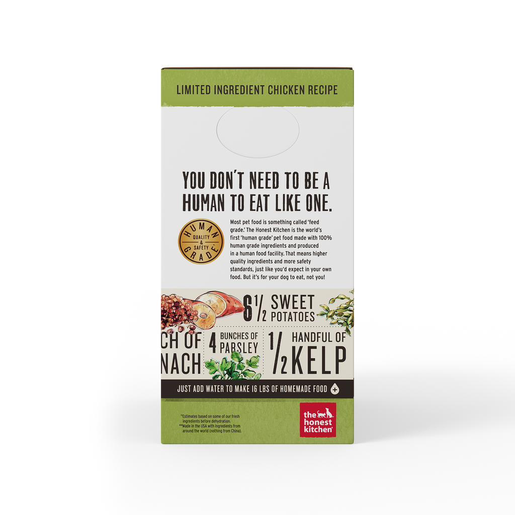 The Honest Kitchen Dehydrated Limited Ingredient Dog Food Chicken 4lbs