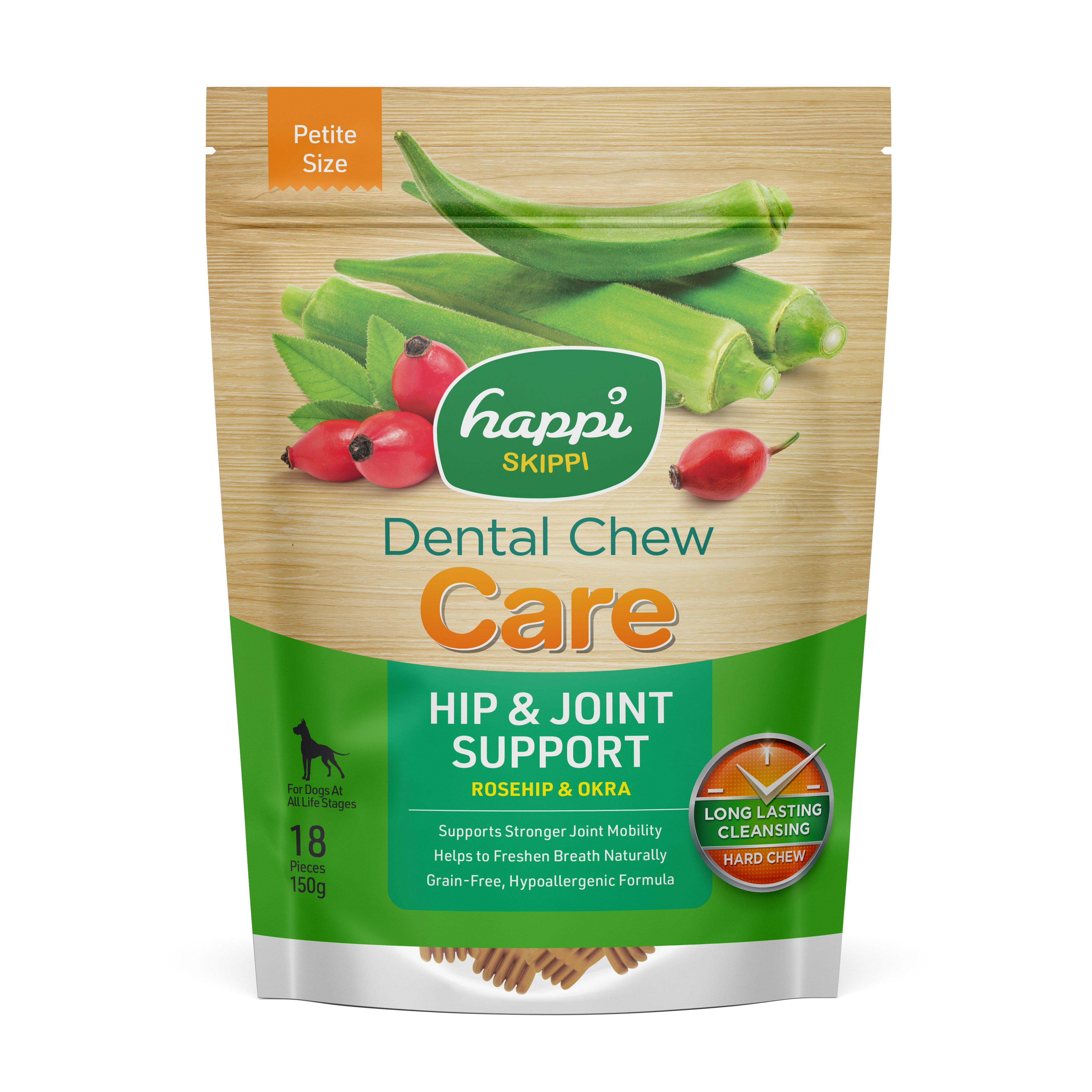 Happi Skippi Care Petite 2.5-inch Dog Dental Chew 18pcs 150g