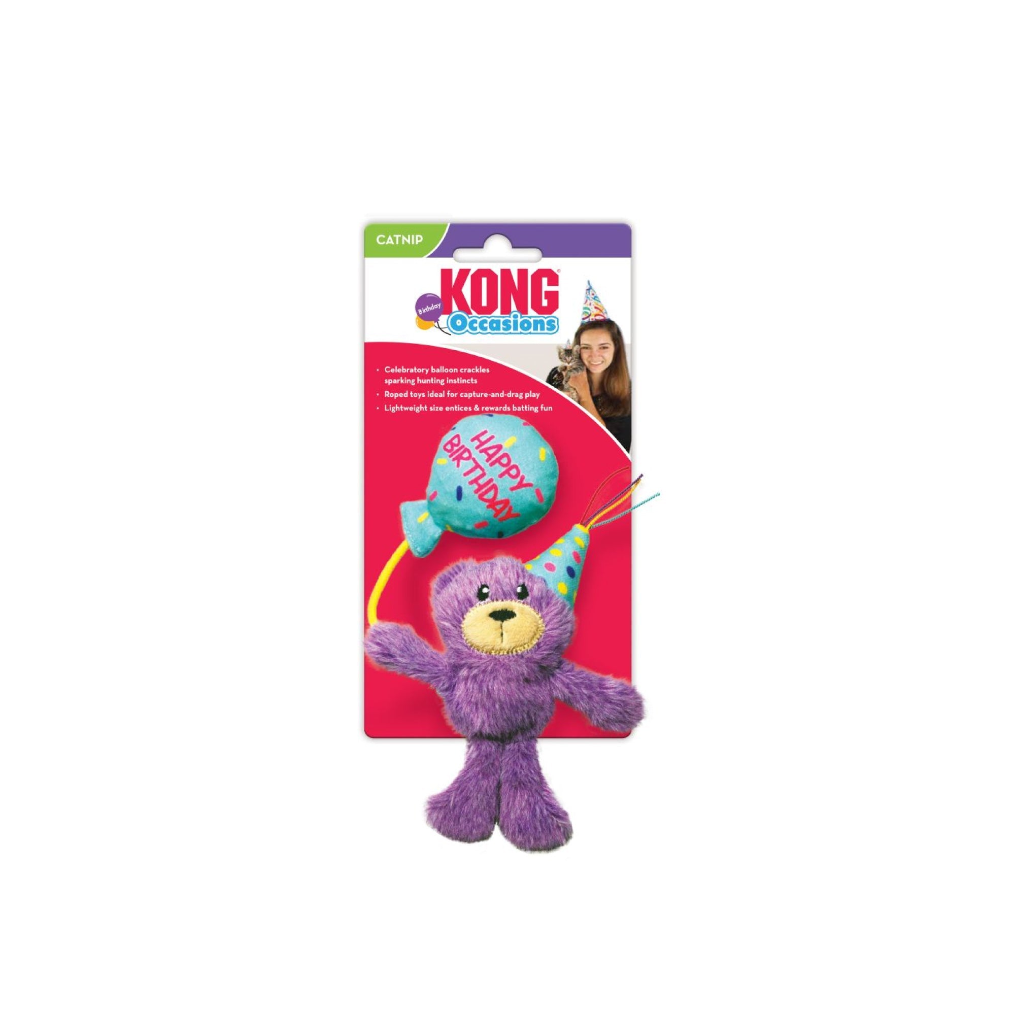 KONG Occasions Birthday Teddy Cat Toy