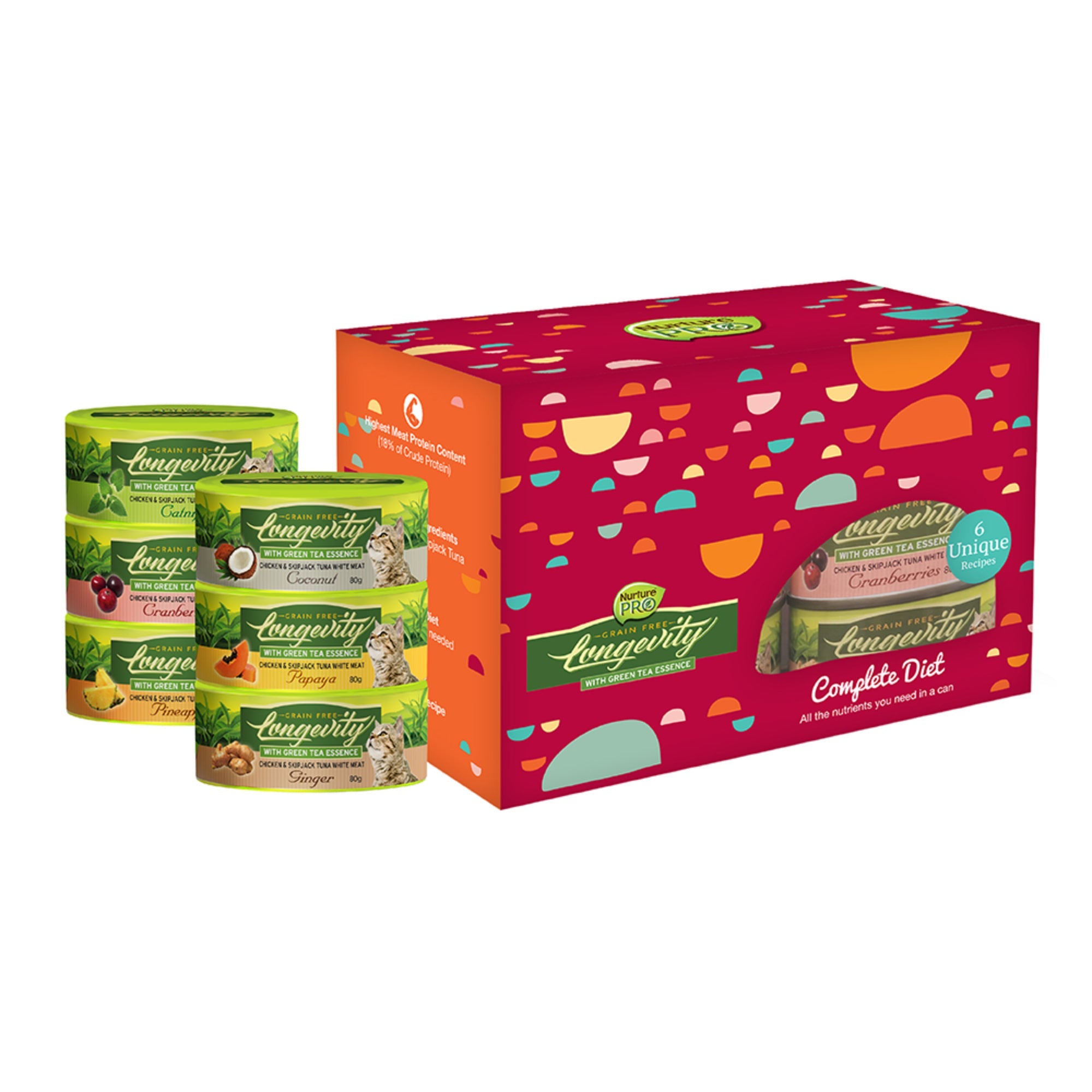 nurturepro™ Longevity Chicken & Skipjack Tuna Cat Wet Food (Festive 6-in-1) 80g x 6 cans