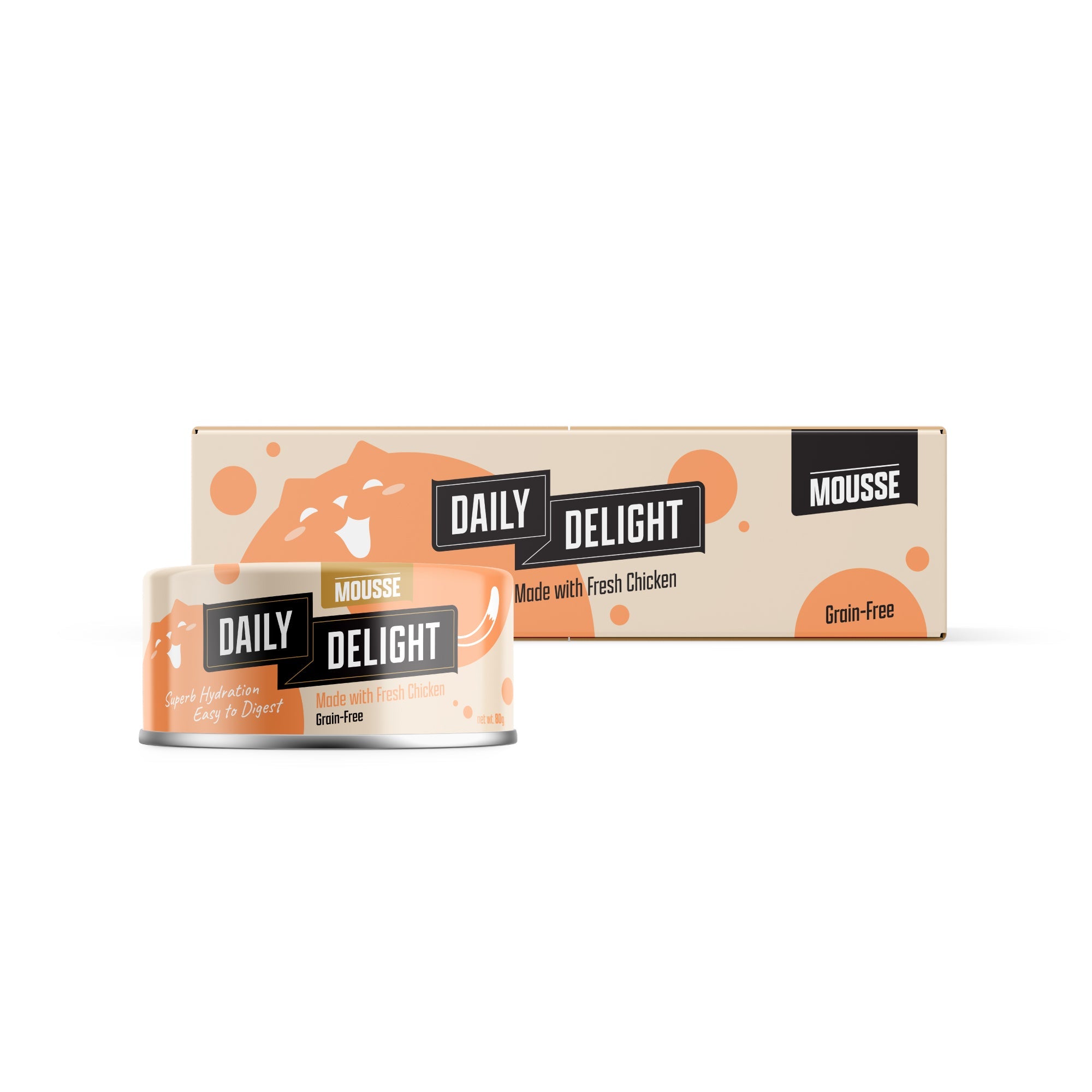 Daily Delight Mousse Made with Fresh Chicken Cat Wet Food 80g Carton Deal Best for hydration on adult cats and easily digestible complementary meal for Kittens and Senior Cats