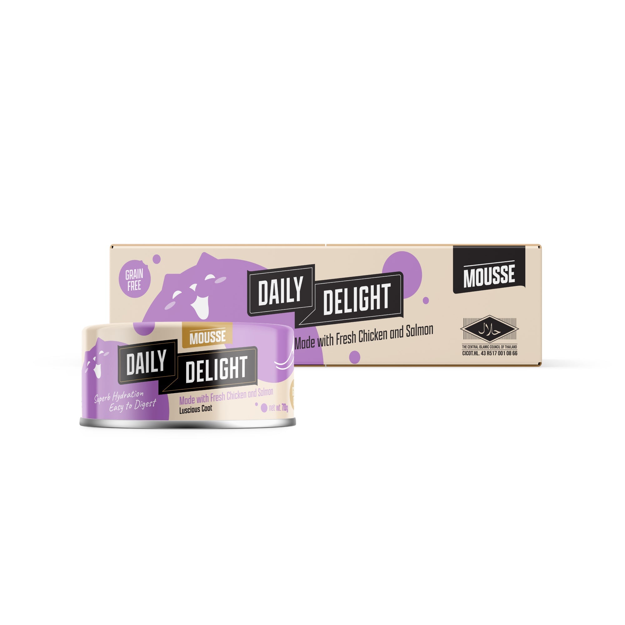 Daily Delight Mousse Made with Fresh Chicken and Salmon Cat Wet Food 80g Carton Deal Best for hydration on adult cats and easily digestible complementary meal for Kittens and Senior Cats