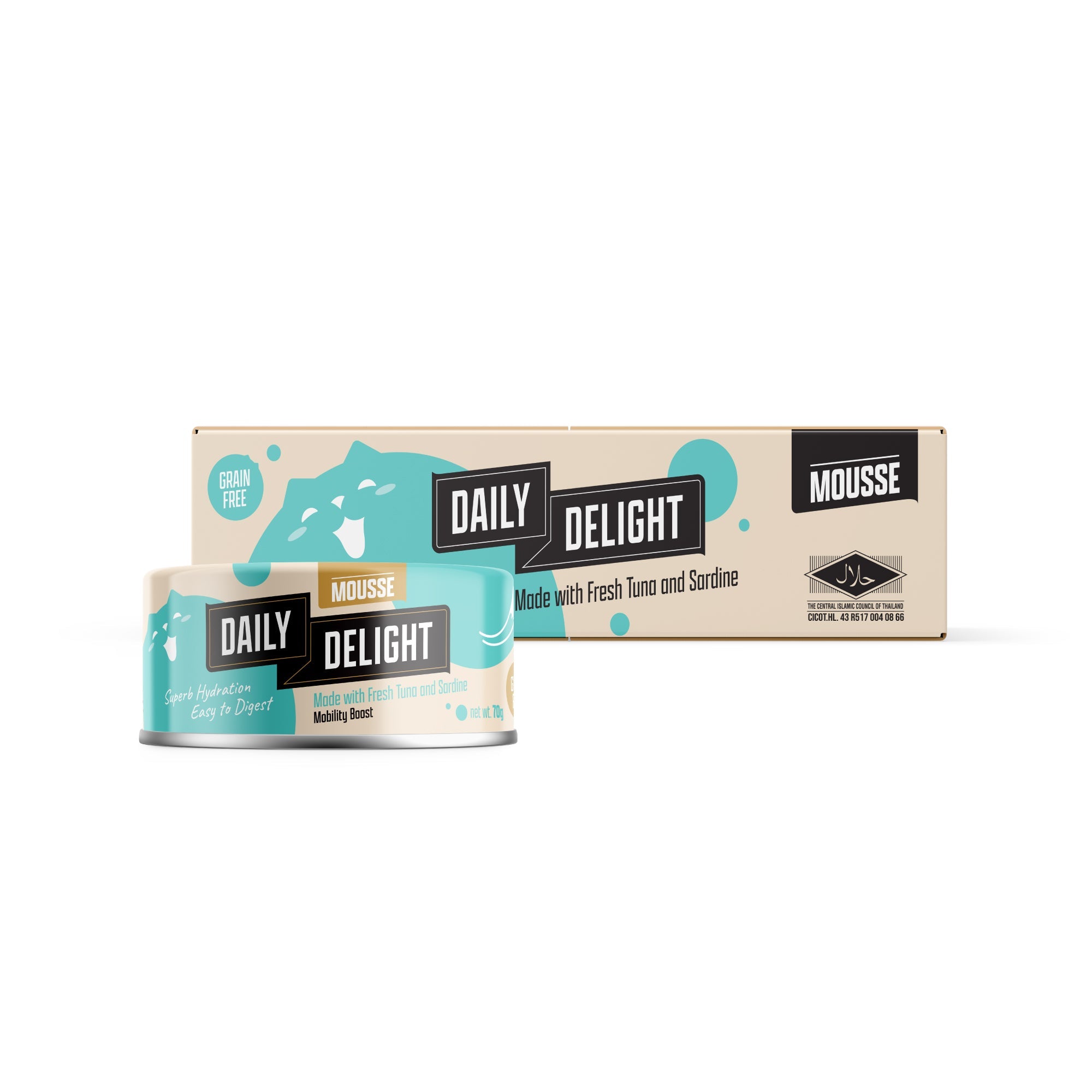 Daily Delight Mousse Made with Fresh Tuna and Sardine Cat Wet Food 80g Carton Deal Best for hydration on adult cats and easily digestible complementary meal for Kittens and Senior Cats