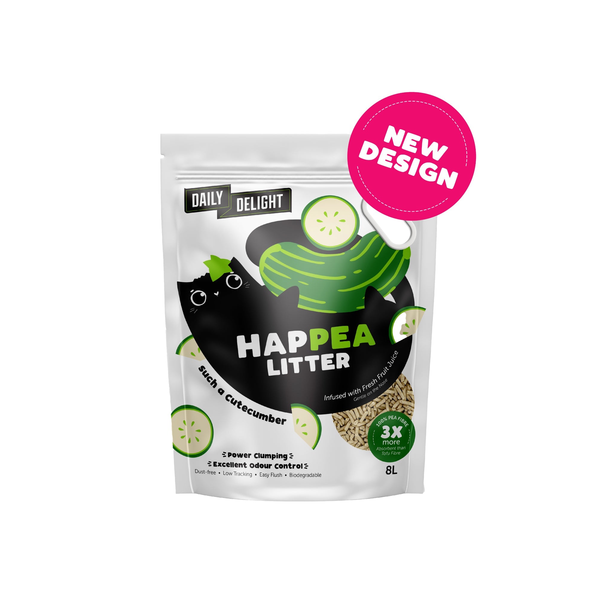 Daily Delight Happea Litter Cucumber Scent Power Clumping and Excellent Odor Control Pea Litter 8L