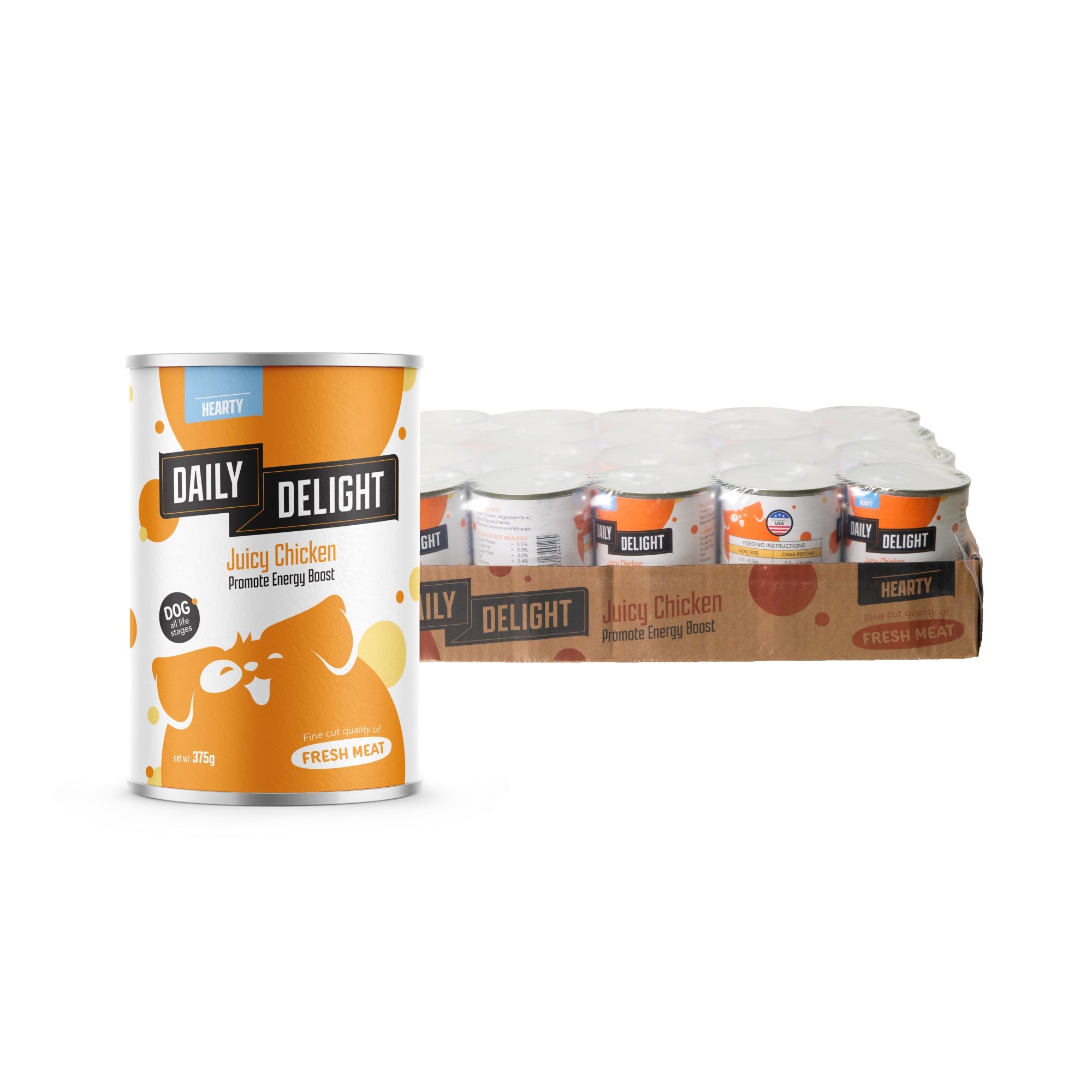 Daily Delight Hearty Juicy Chicken Dog Wet Food 375g Carton Deal Promotes Energy Boost for Dogs