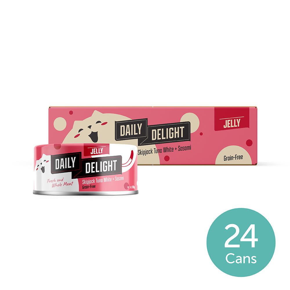 Daily Delight Jelly Fresh and Shredded Meat Skipjack Tuna White with Sasami Grain-Free Cat Wet Food 80g Carton Deal