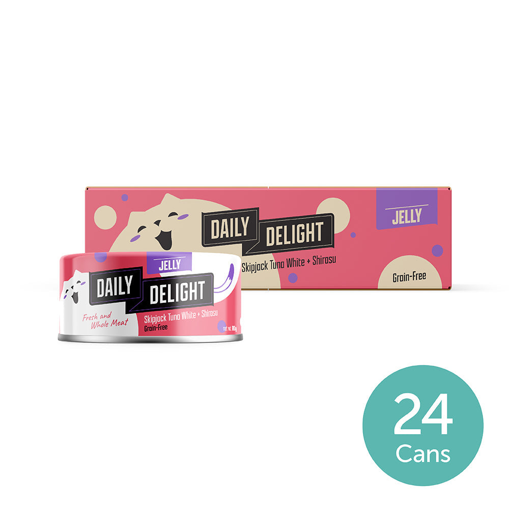 Daily Delight Jelly Fresh and Shredded Meat Skipjack Tuna White with Shirasu Grain-Free Cat Wet Food 80g Carton Deal