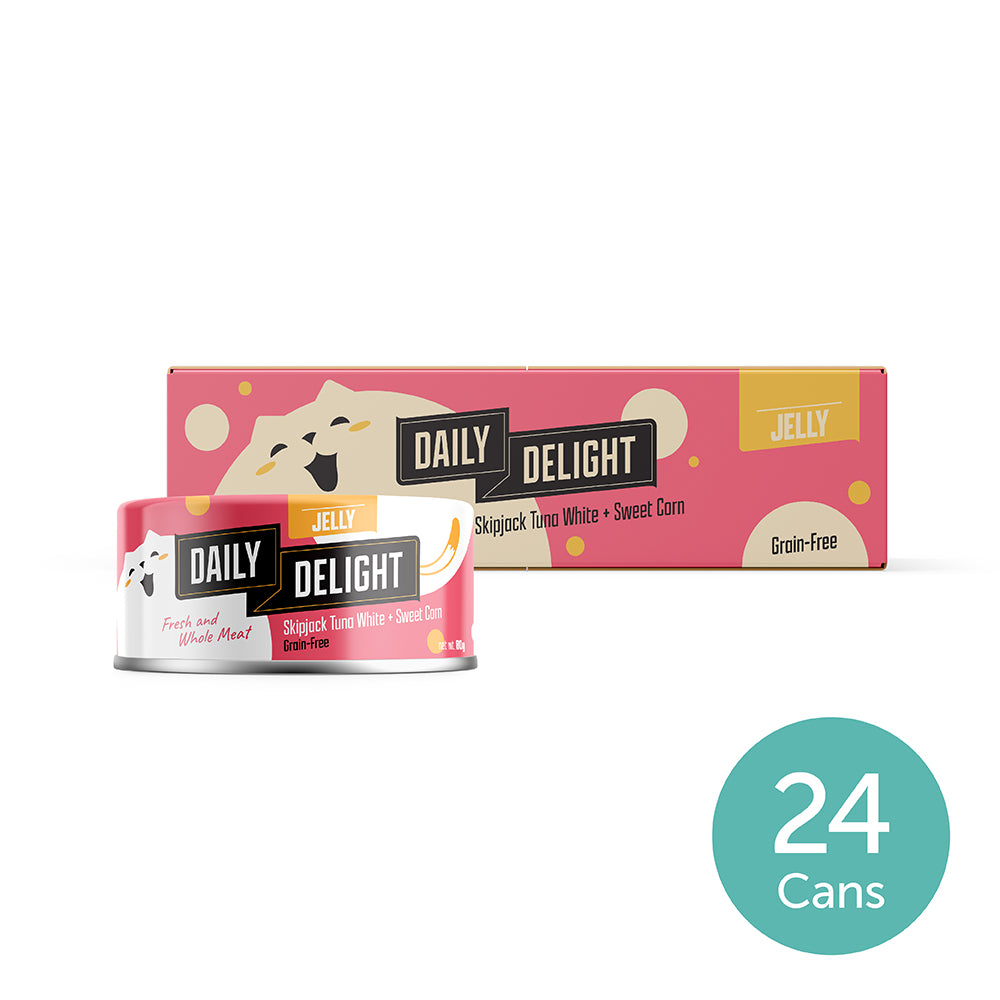 Daily Delight Jelly Fresh and Shredded Meat Skipjack Tuna White with Sweet Corn Grain-Free Cat Wet Food 80g Carton Deal