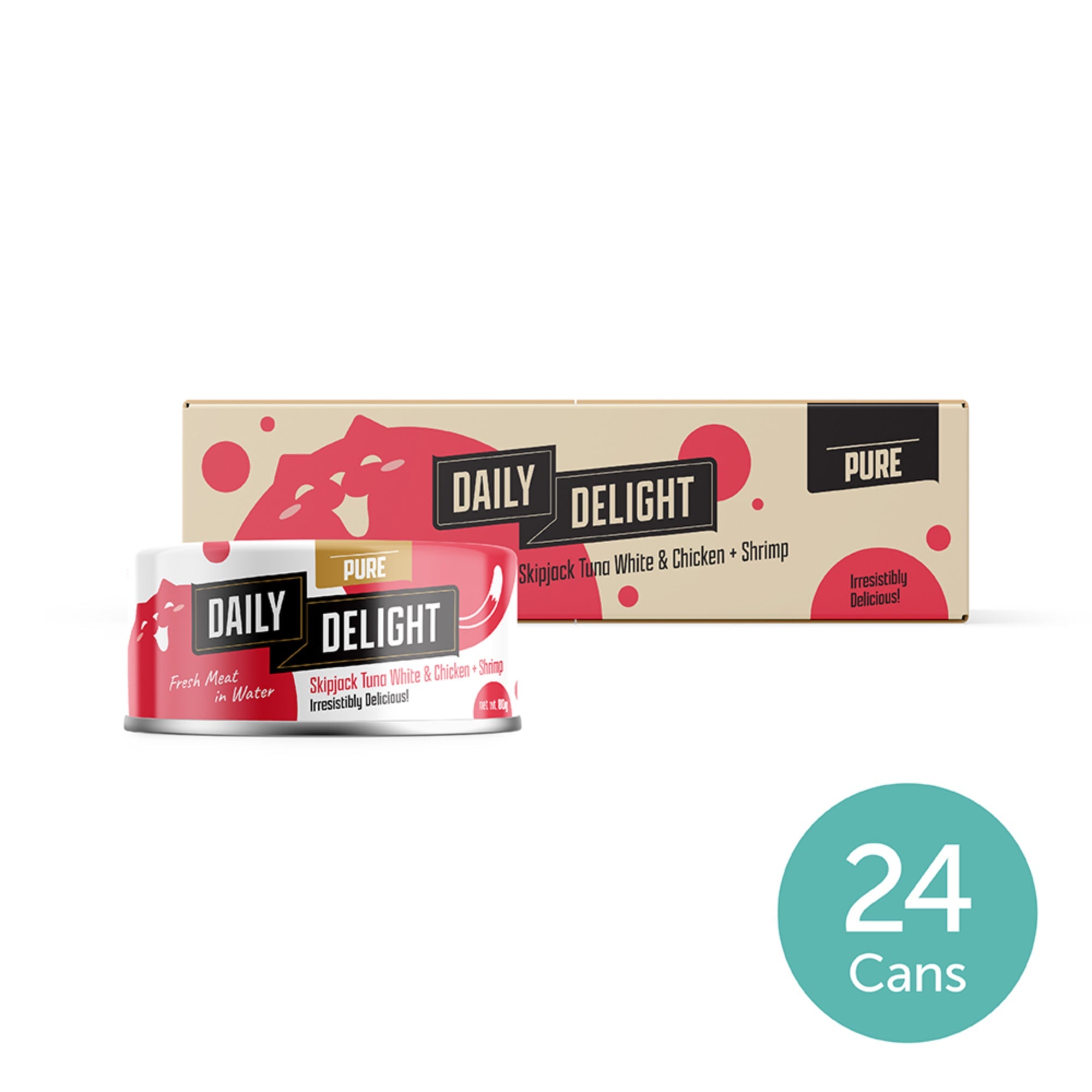 Daily Delight Pure Skipjack Tuna White and Chicken with Shrimp Meat in Water Cat Wet Food 80g Carton Deal