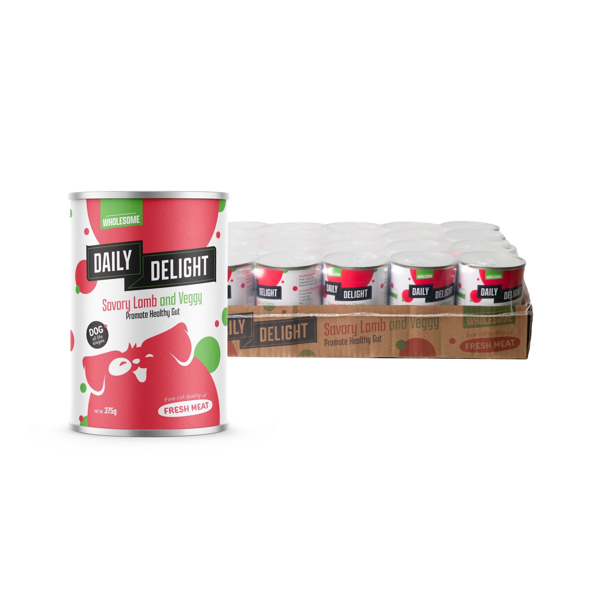 Daily Delight Wholesome Savory Lamb and Vegetables Dog Wet Food 375g Carton Deal Promotes Healthy Gut for Dogs