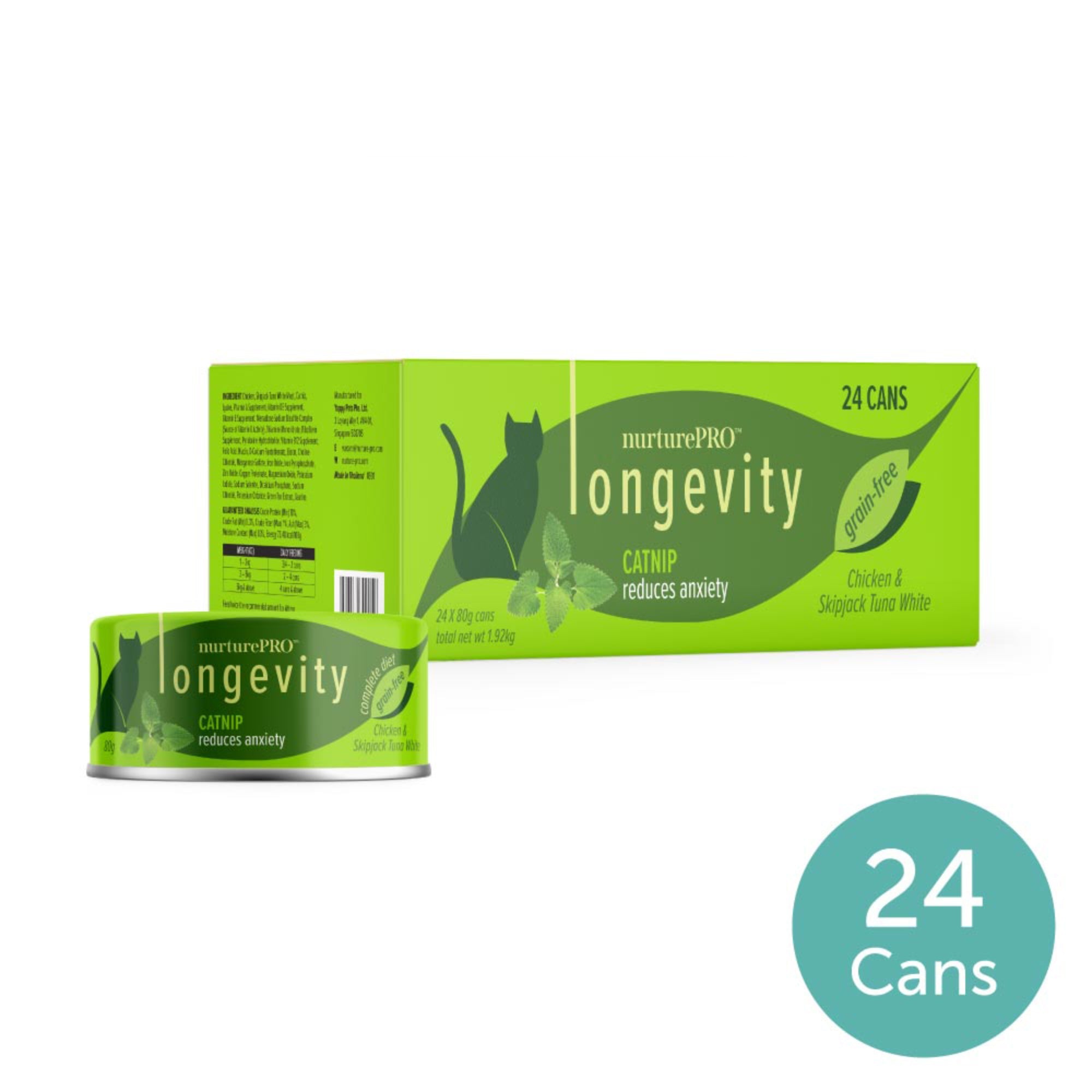 nurturepro Longevity Chicken and Skipjack Tuna with Catnip Complete and Balanced Cat Wet Food Carton 80g