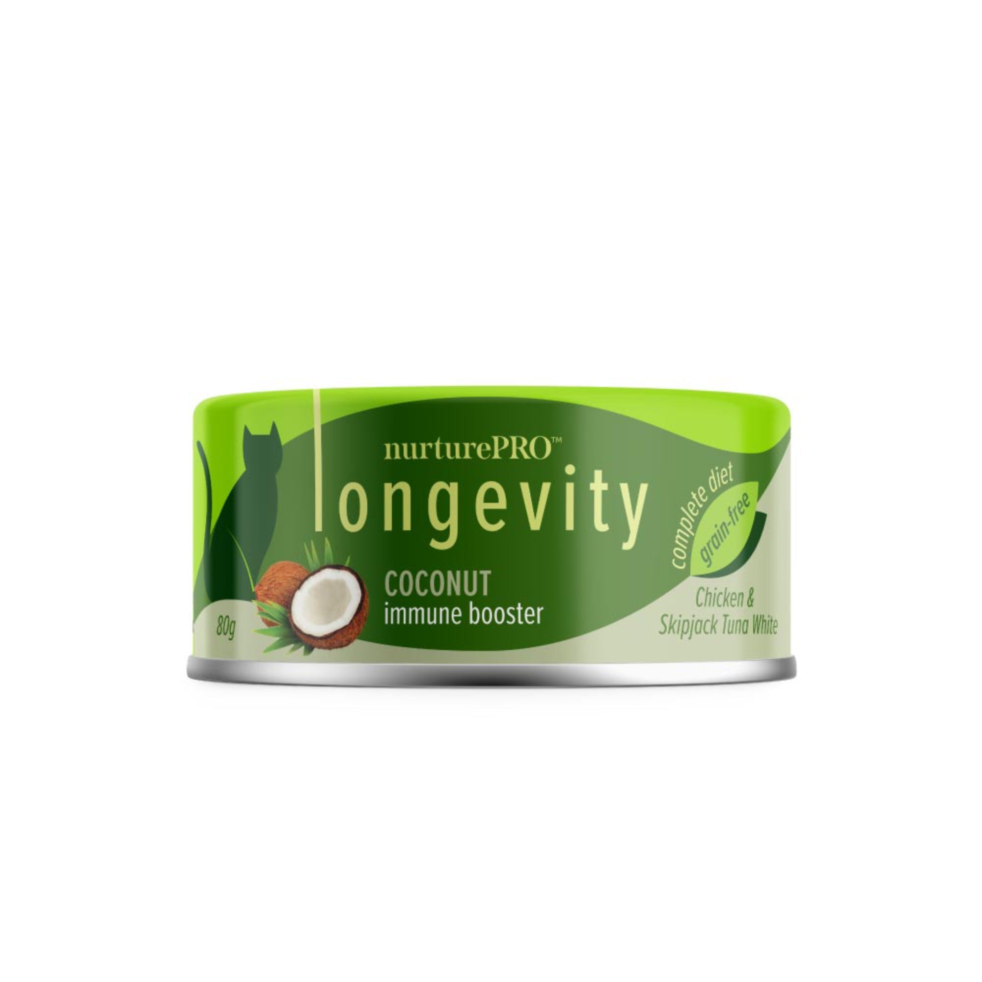 nurturepro Longevity Chicken and Skipjack Tuna with Coconut Complete and Balanced Cat Wet Food  80g Can