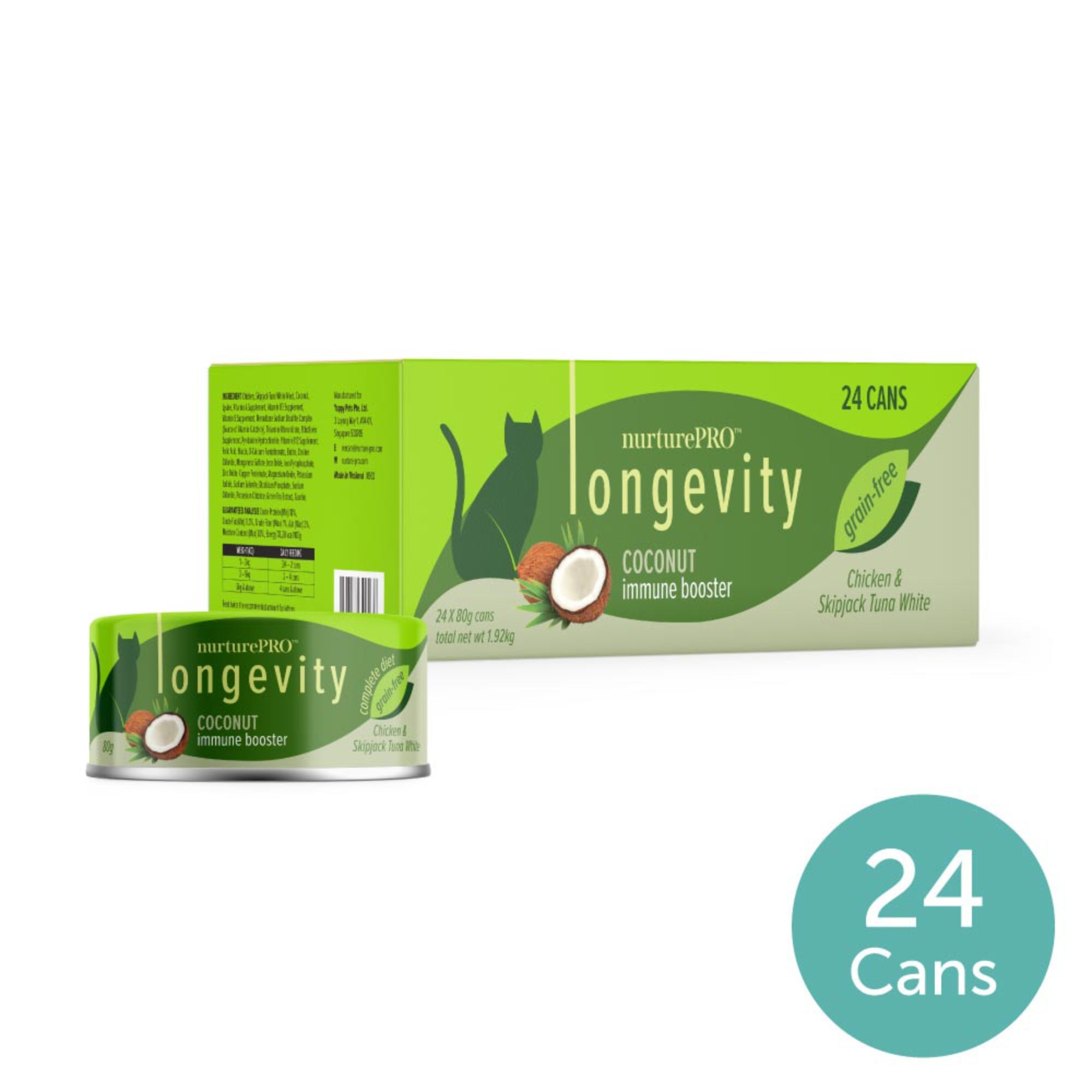 nurturepro Longevity Chicken and Skipjack Tuna with Coconut Complete and Balanced Cat Wet Food Carton 80g