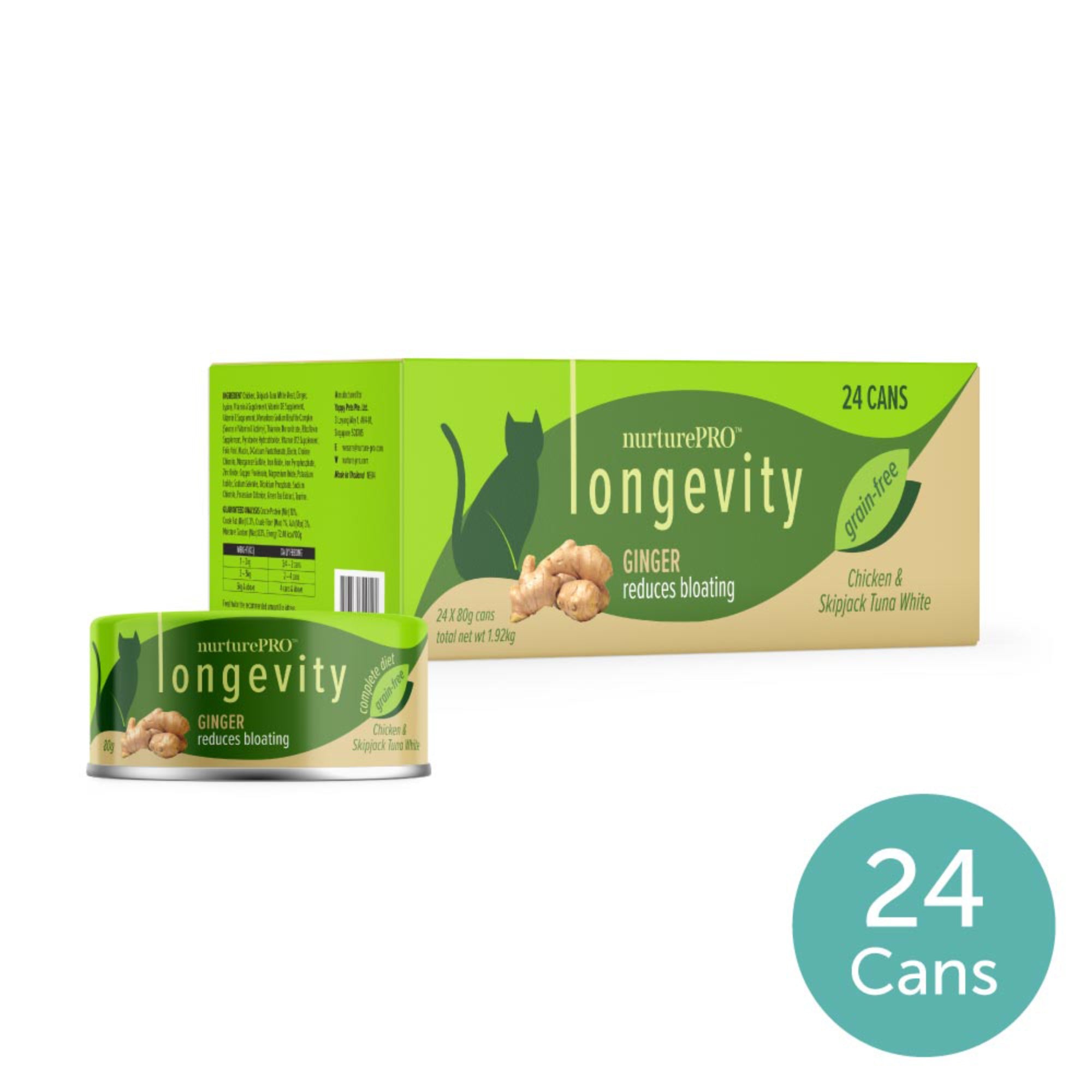 nurturepro Longevity Chicken and Skipjack Tuna with Ginger Complete and Balanced Cat Wet Food 80g Carton
