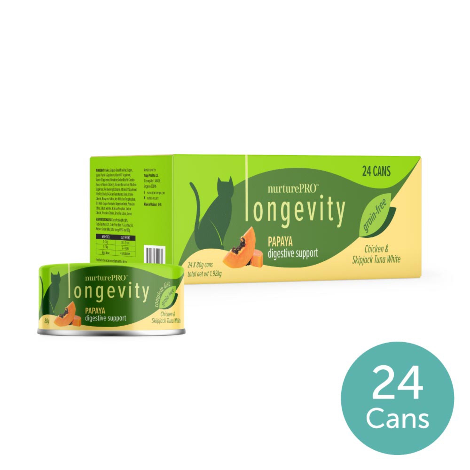 nurturepro Longevity Chicken and Skipjack Tuna with Papaya Complete and Balanced Cat Wet Food 80g Carton