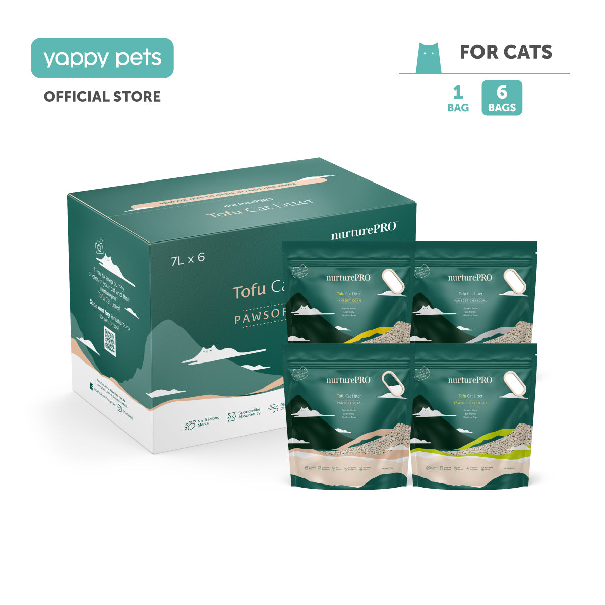 nurturepro™ Pawsoft Tofu Cat Litter 7L x 6 (Carton)