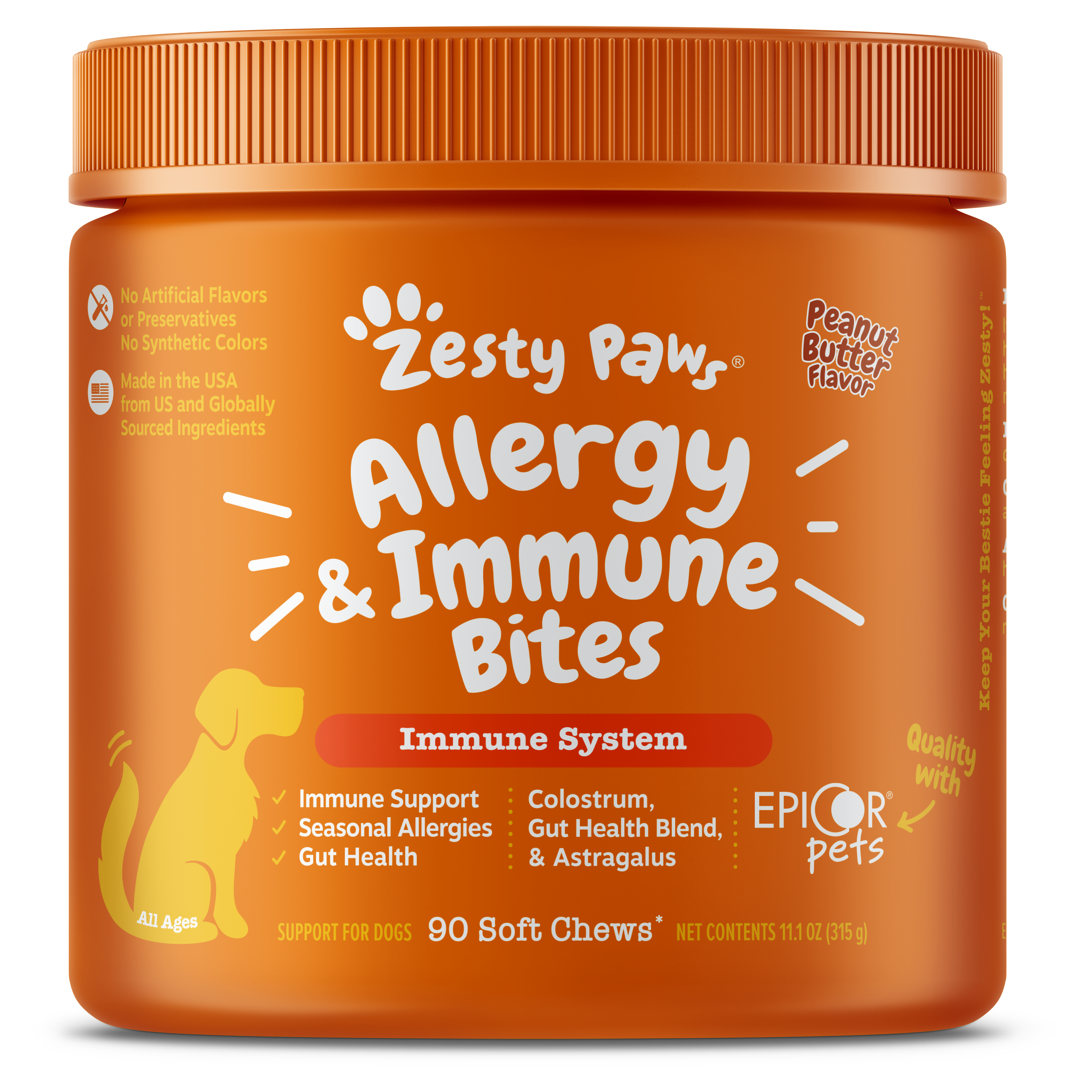 Zesty Paws Allergy & Immune Bites Dog Supplements 90ct