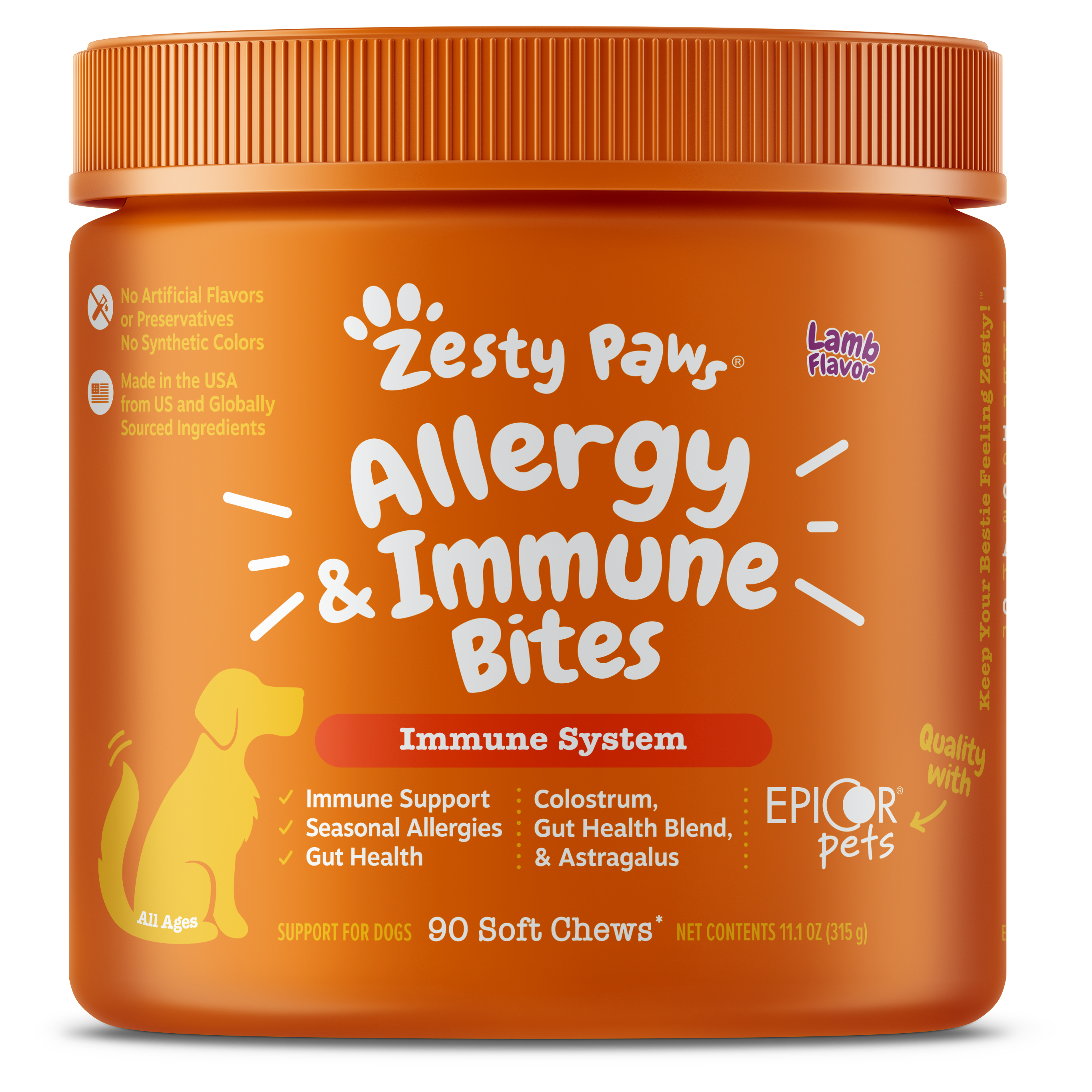 Zesty Paws Allergy & Immune Bites Dog Supplements 90ct