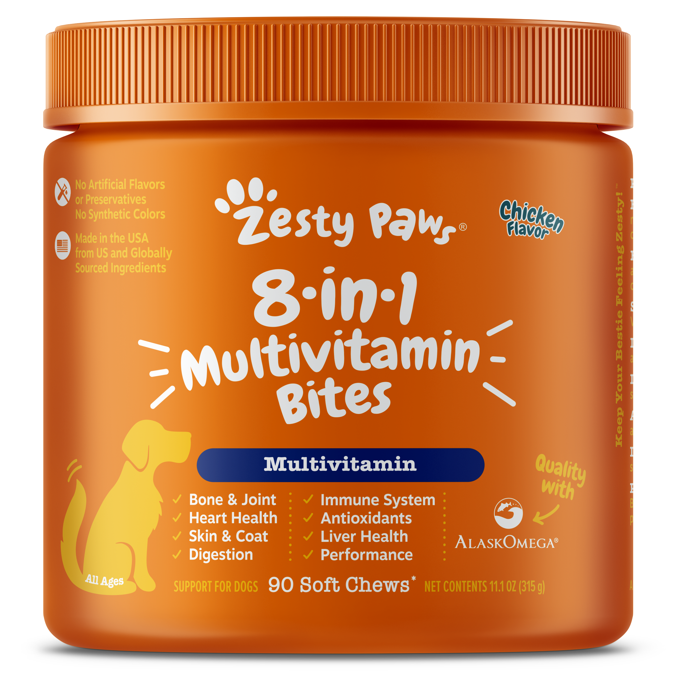 Zesty Paws 8-in-1 Multivitamin Bites Dog Supplements 90ct
