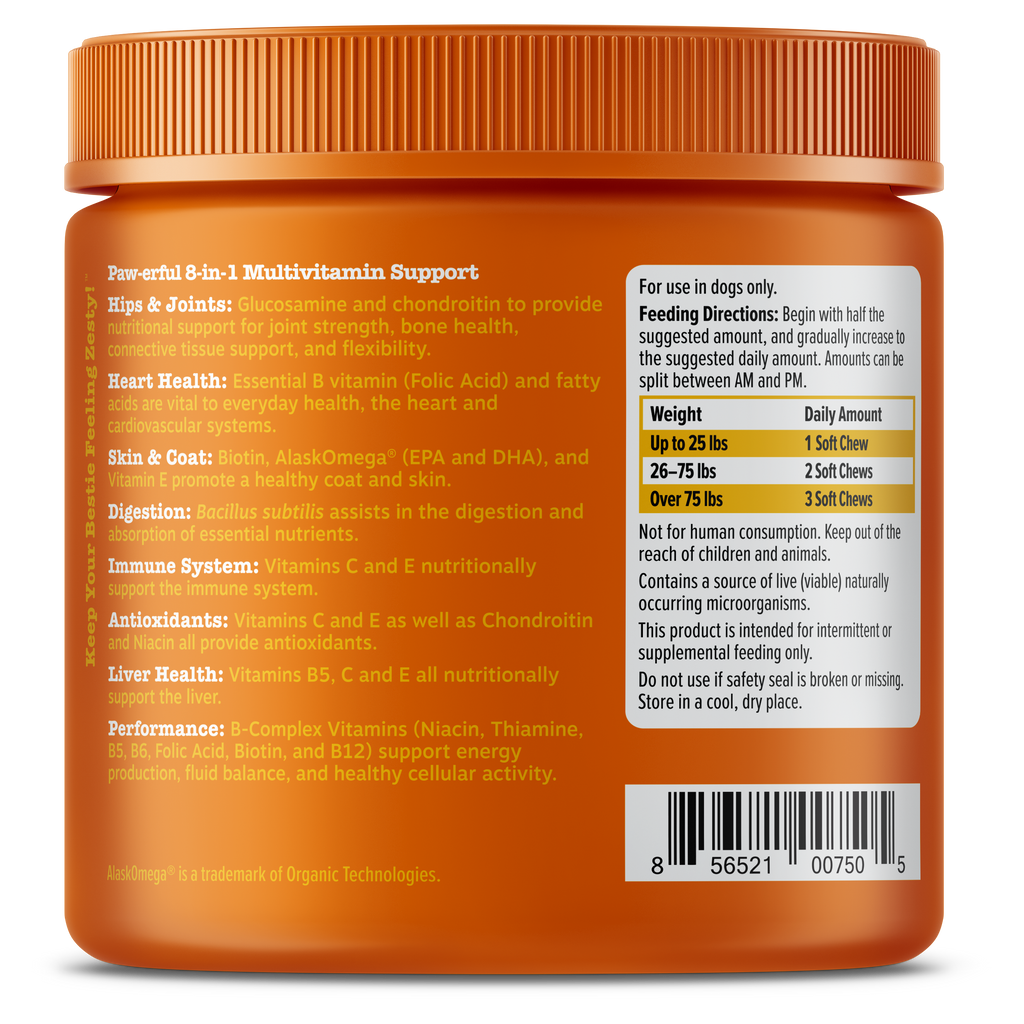 Zesty Paws 8-in-1 Multivitamin Bites Dog Supplements 90ct