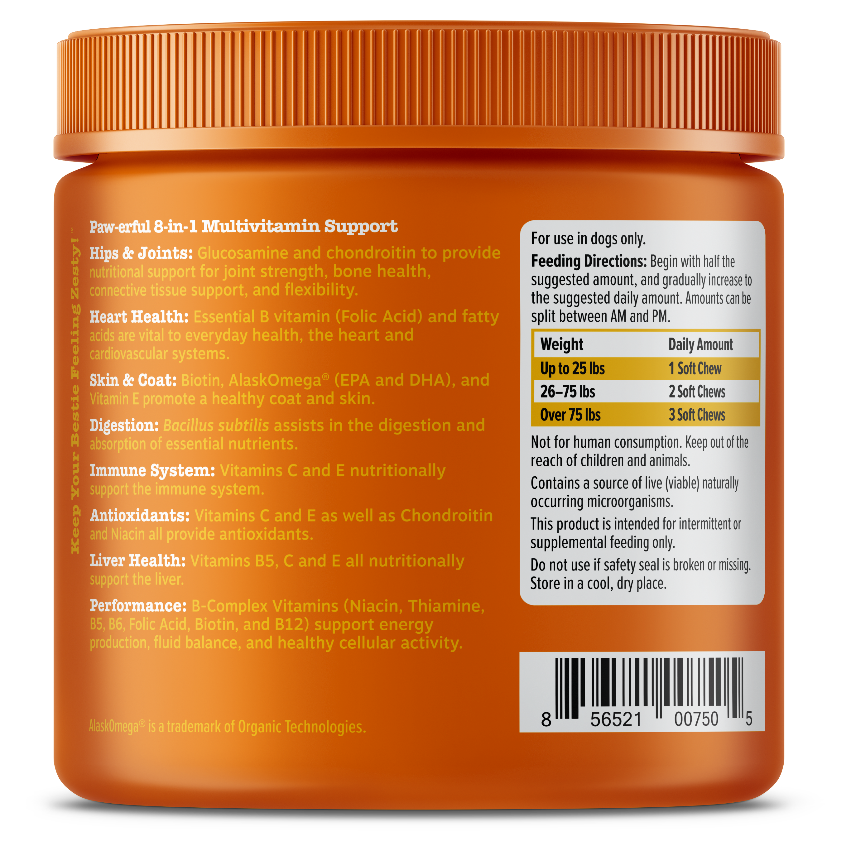 Zesty Paws 8-in-1 Multivitamin Bites Dog Supplements 90ct
