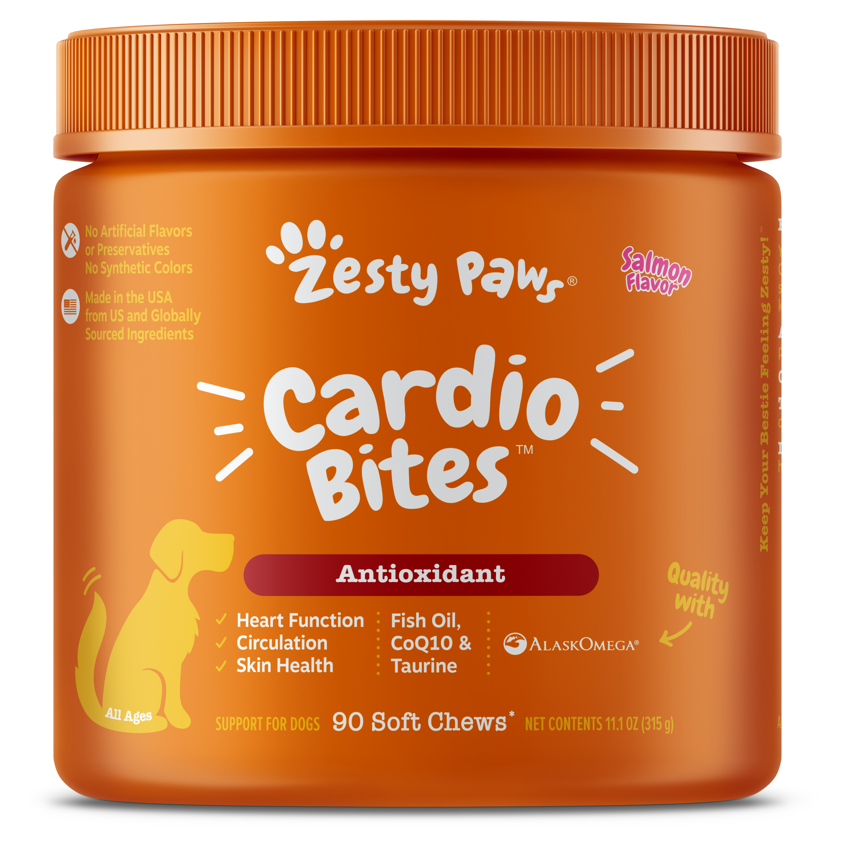 Zesty Paws Cardio Bites Dog Supplements Salmon 90ct