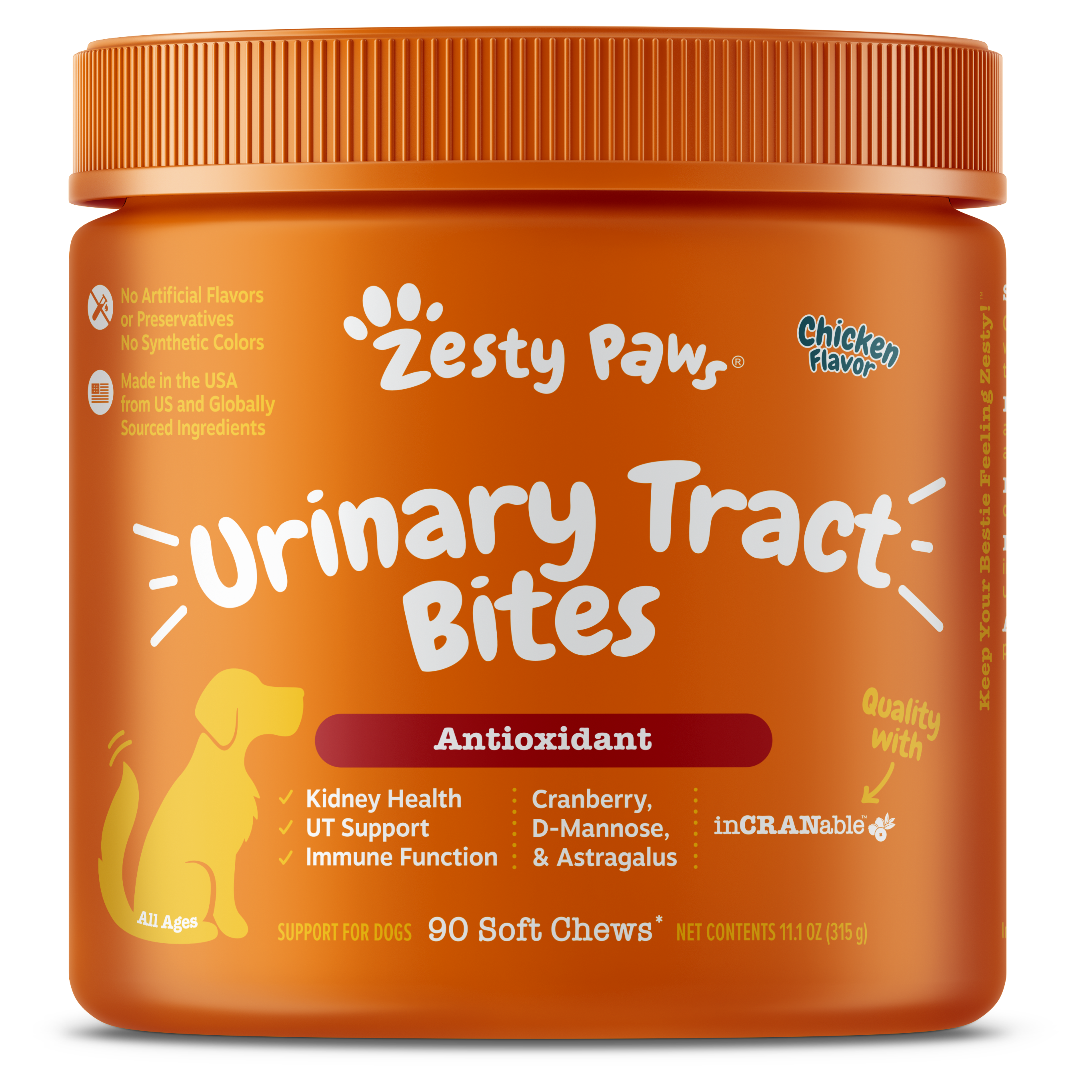Zesty Paws Urinary Tract Bites Dog Supplements Chicken 90ct