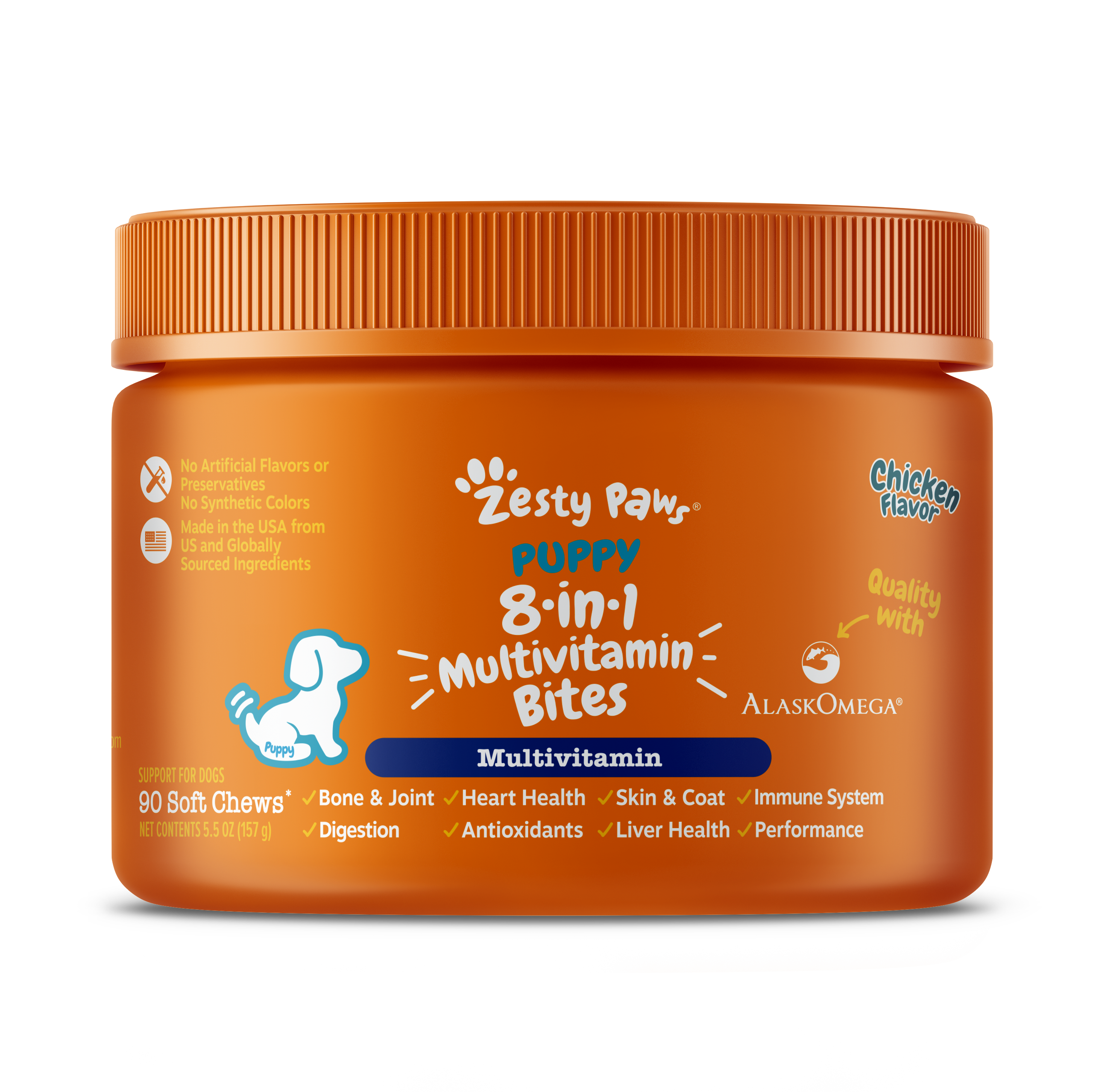 Zesty Paws 8-in-1 Multivitamin Bites Puppy Supplements Chicken 90ct