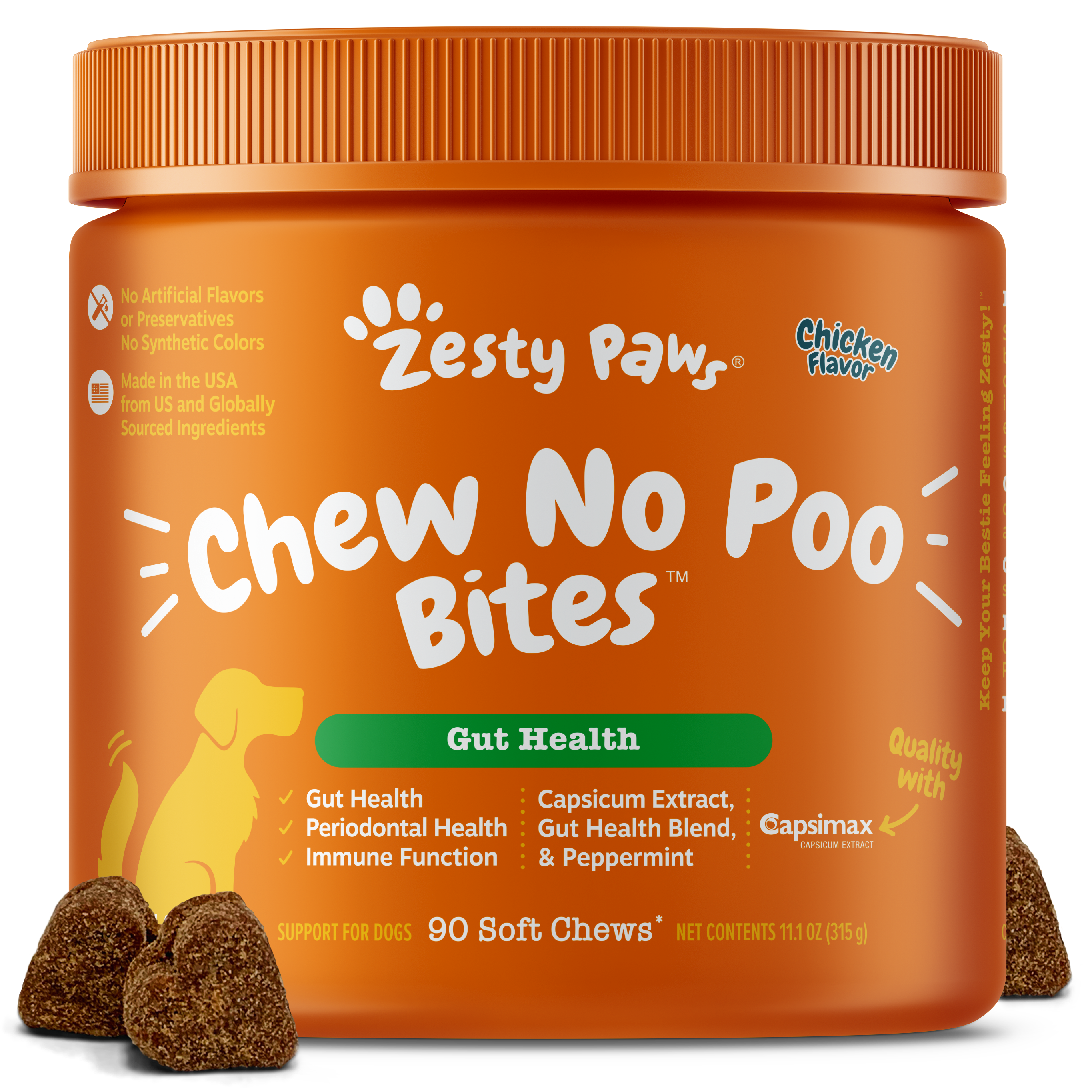 Zesty Paws Chew No Poo Bites Dog Supplements Chicken 90ct